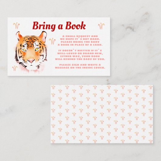 タイガーの水の色が本の赤ちゃんシャワーをもたらす エンクロージャーカード (正面/裏面)