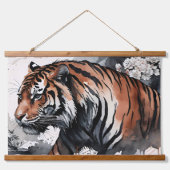 タイガーの水の色グランジ 吊り下げ型タペストリー (正面2)