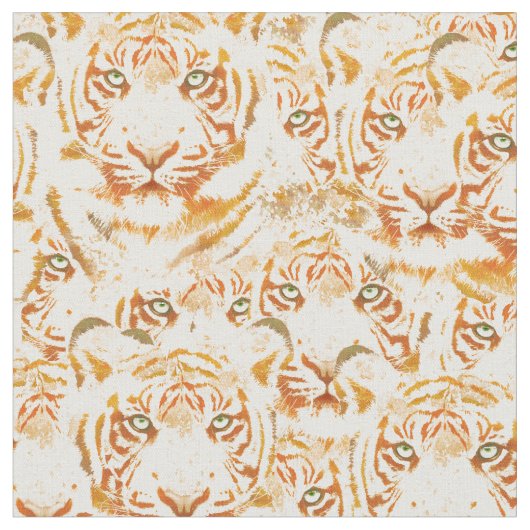 タイガーの水色の顔パターン ファブリック (クローズアップ)