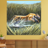 タイガーの湿地トリプチアクリルを飛び散る キャンバスプリント (インサイチュ (リビング))