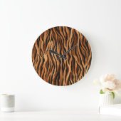 タイガーの肌：手描きのシームレスなパターン。 ラージ壁時計 (ホーム)