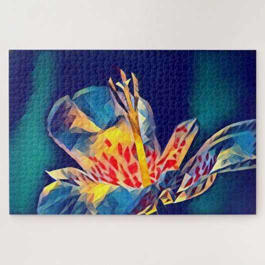 タイガーの花(青) ジグソーパズル (横)