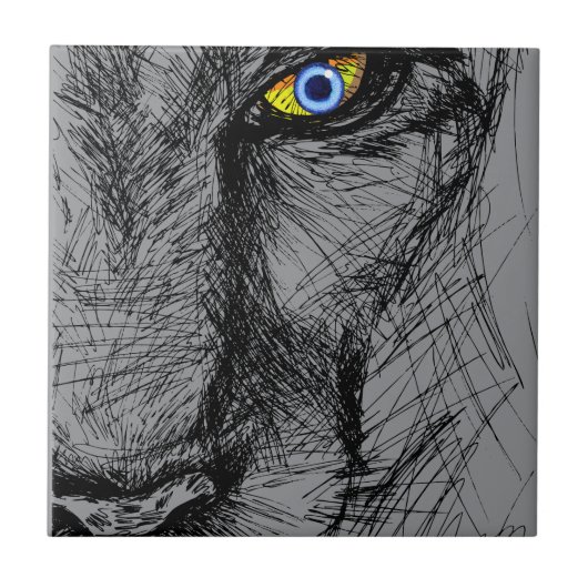 タイガーの視線セラミックタイル タイル (正面)
