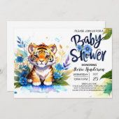 タイガーの野生のジャングルの赤ちゃんシャワー 招待状 (正面/裏面)