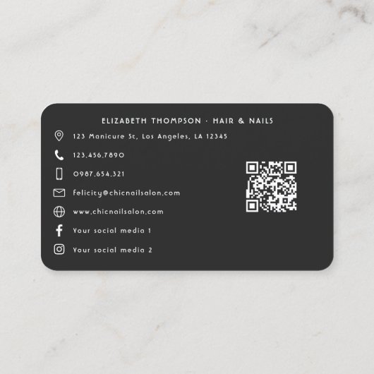 タイガーはっきりしたプリントブラックウーマンボスブランディング 名刺 (裏面)