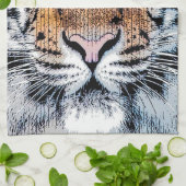 タイガーはっきりしたポートレートグラフィックプレススタイル キッチンタオル (折り畳み)