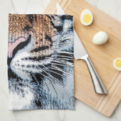 タイガーはっきりしたポートレートグラフィックプレススタイル キッチンタオル (四つ折り)