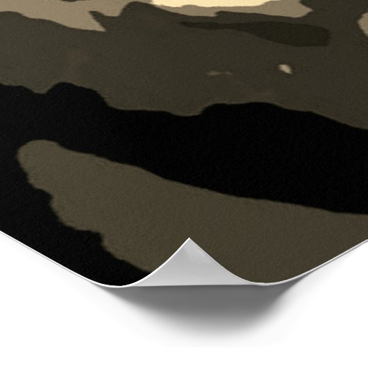 タイガーやる気を起こさせるアイズヴィンテージセピア ポスター (角)