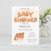 タイガーをテーマにした赤ちゃんシャワー招待状カード 招待状 (スタンド正面)