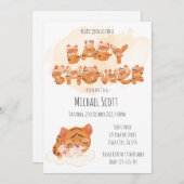 タイガーをテーマにした赤ちゃんシャワー招待状カード 招待状 (正面/裏面)