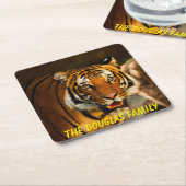 タイガーを閉じる スクエアペーパーコースター (アングル)
