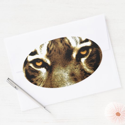 タイガーアイズカスタム楕円形ステッカー 楕円形シール (封筒)