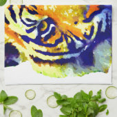 タイガーアイズポップ・アートのアート キッチンタオル (折り畳み)