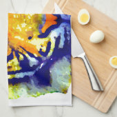 タイガーアイズポップ・アートのアート キッチンタオル (四つ折り)