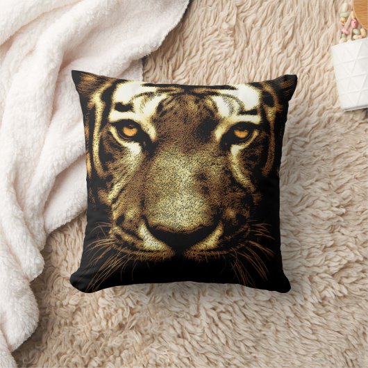 タイガーアイズ野生動物ポリエステル装飾用クッション クッション (ブランケット)