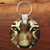 タイガーアイワイルドアニマルズベーシックなボタンキーチェーン キーホルダー (正面)