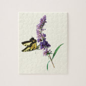 タイガーアゲハチョウオンパープルバタフライブッシュ ジグソーパズル (縦)