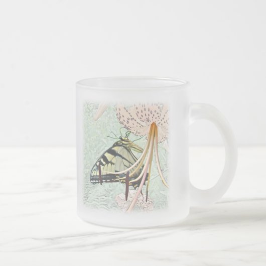 タイガーアゲハチョウバタフライオンタークズキャップリリー フロストグラスマグカップ (右)