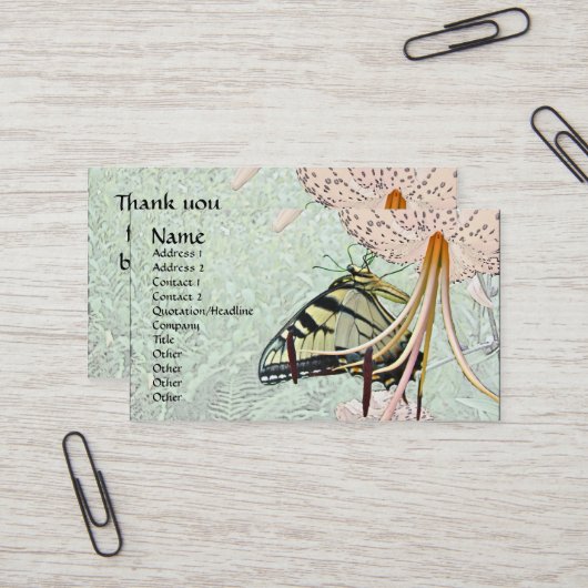 タイガーアゲハチョウバタフライオンタークズキャップリリー 名刺 (正面/裏面インサイチュ)