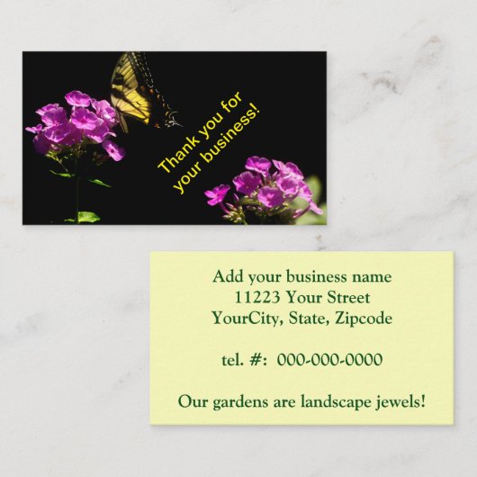 タイガーアゲハチョウバタフライオンフロックスin夏 名刺 (正面/裏面)