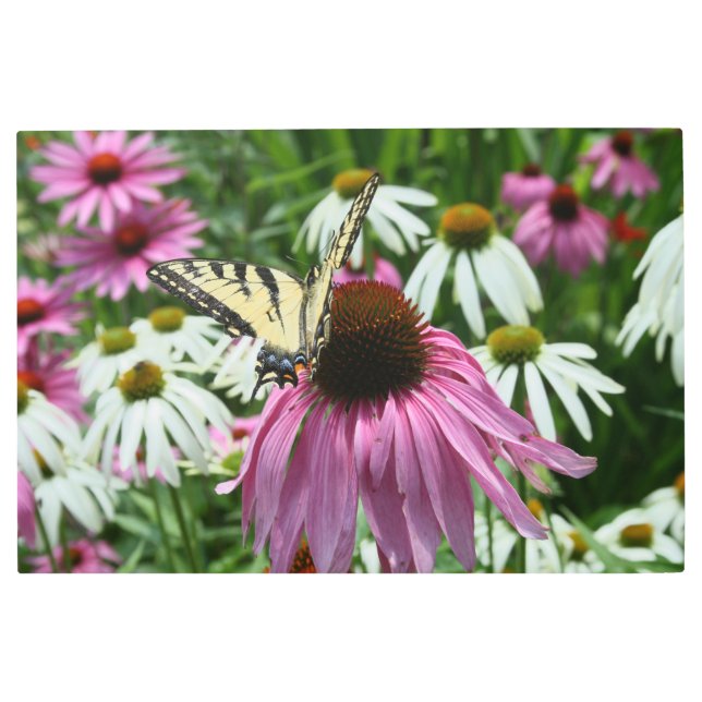 タイガーアゲハチョウバタフライフラワーメタルウォールアート メタルプリント (正面)