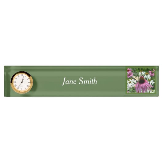 タイガーアゲハチョウバタフライフラワー机用ネームプレート デスクネームプレート (正面)