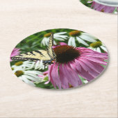 タイガーアゲハチョウバタフライフラワー紙コースター ラウンドペーパーコースター (アングル)