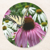 タイガーアゲハチョウバタフライフラワー紙コースター ラウンドペーパーコースター (正面)