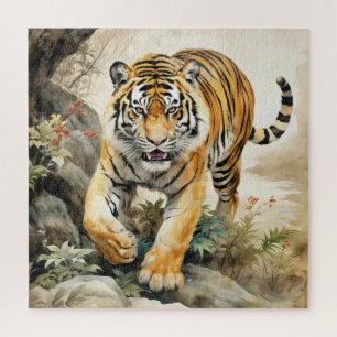 タイガーアジ伝統的ア絵画人 ジグソーパズル