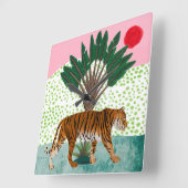 タイガーアットサンセット スクエア壁時計 (傾斜)