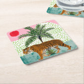 タイガーアットサンライズ スクエアペーパーコースター (アングル)