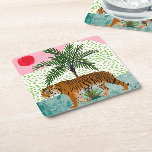 タイガーアットサンライズ スクエアペーパーコースター (アングル)