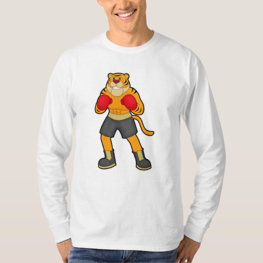 タイガーアットボクシングとボクシング手袋 Tシャツ (正面)