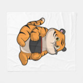 タイガーアット食べ物ボウルズ フリースブランケット (正面(横))