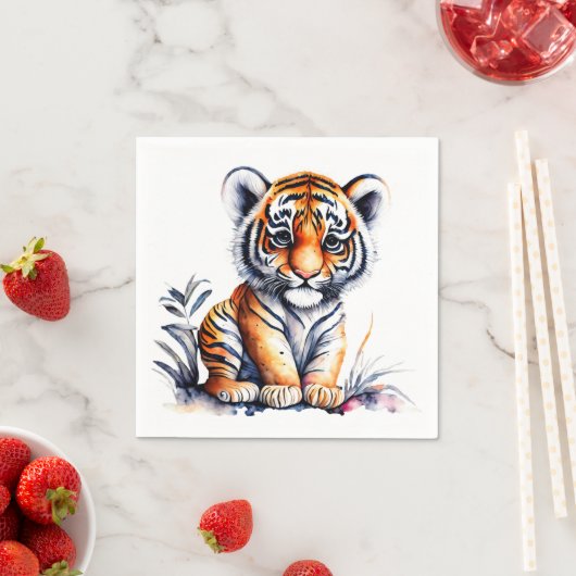 タイガーアニマルをテーマにしたパーティー スタンダードカクテルナプキン (インサイチュ)