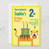 タイガーアニマルキッドバースデーパーティ招待状 招待状 (正面)