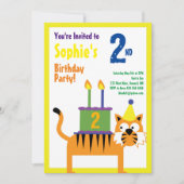 タイガーアニマルキッドバースデーパーティ招待状 招待状 (正面)