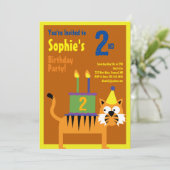 タイガーアニマルキッドバースデーパーティ招待状 招待状 (スタンド正面)