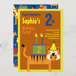 タイガーアニマルキッドバースデーパーティ招待状 招待状