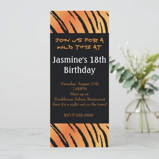 タイガーアニマルプリントバースデーパーティーイベント招待状 招待状 (スタンド正面)