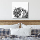 タイガーアフリカの動物の写真白黒 キャンバスプリント (インサイチュ (寝室))