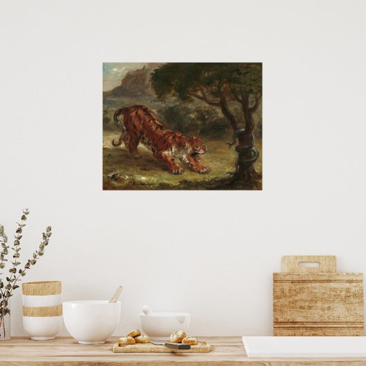 タイガーアンドスネークユージェーンデラクロワファインアート ポスター (キッチン)