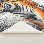 タイガーアートカラー部分白黒スケッチ シェルパブランケット (3/4)