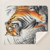 タイガーアートカラー部分白黒スケッチ シェルパブランケット (正面(横))