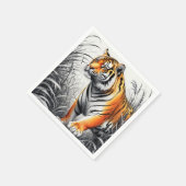 タイガーアートカラー部分白黒スケッチ スタンダードカクテルナプキン (角)