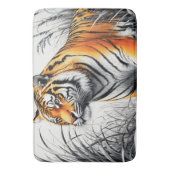 タイガーアートカラー部分白黒スケッチ バスマット (正面縦)