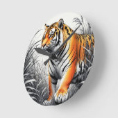 タイガーアートカラー部分白黒スケッチ ラウンド壁時計 (傾斜)