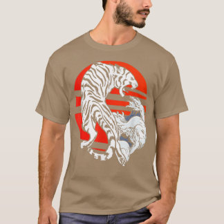 タイガーアート日本のウェーブプレデター野生動物のウィルダーヌ Tシャツ