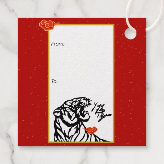 タイガーイヤー中国のイデオグラム誕生日ラグジュアリースクエフト フェイバータグ (裏面)
