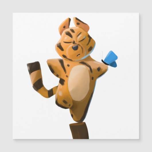 タイガーイヤー漫画マグネット – かわいい〔占星術の〕十二宮図タイガー (正面)